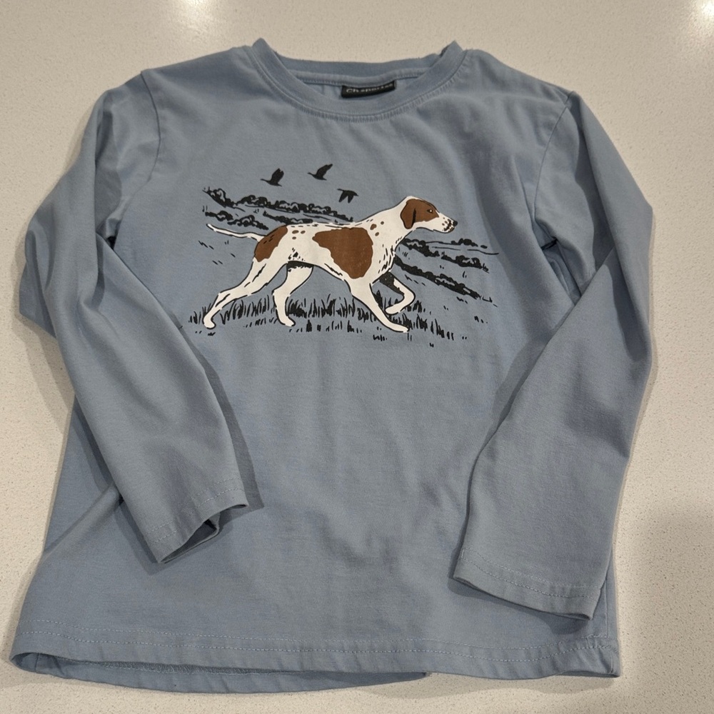 Blue Long Sleeve Shirt with Dog Graphic